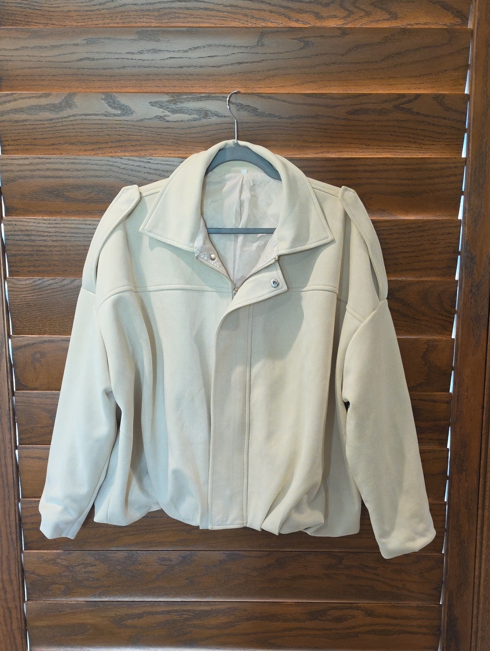 Women's Cream Zip-Front Jacket